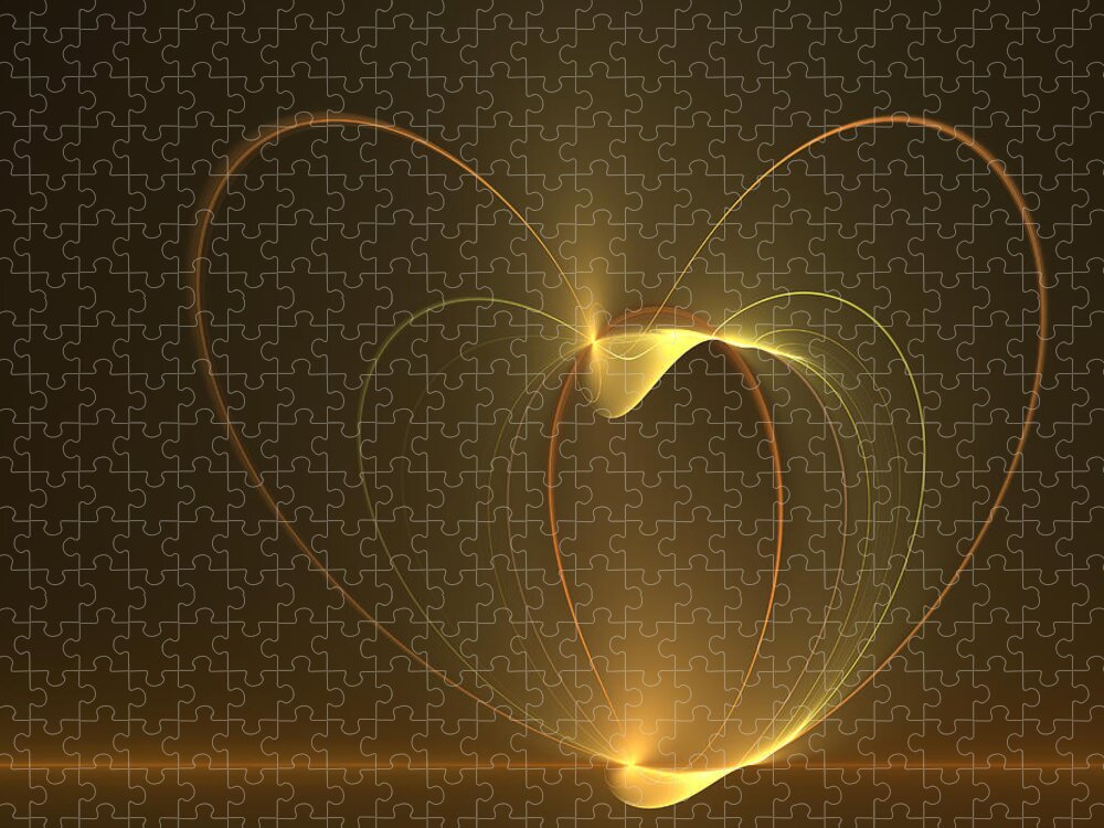 Fractal Jigsaw Puzzle featuring the digital art The Golden Heart by Gabiw Art
