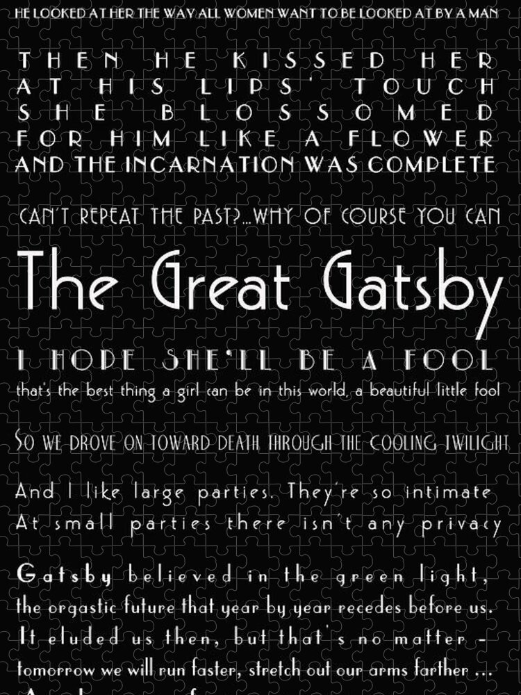 The Great Gatsby Jigsaw Puzzle featuring the photograph The Great Gatsby Quotes by Georgia Clare