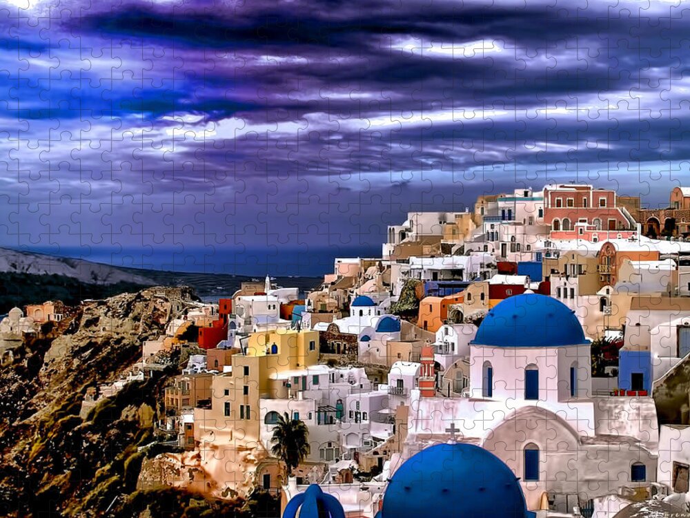 Travel Photo Jigsaw Puzzle featuring the photograph The greek Isles Santorini by Tom Prendergast