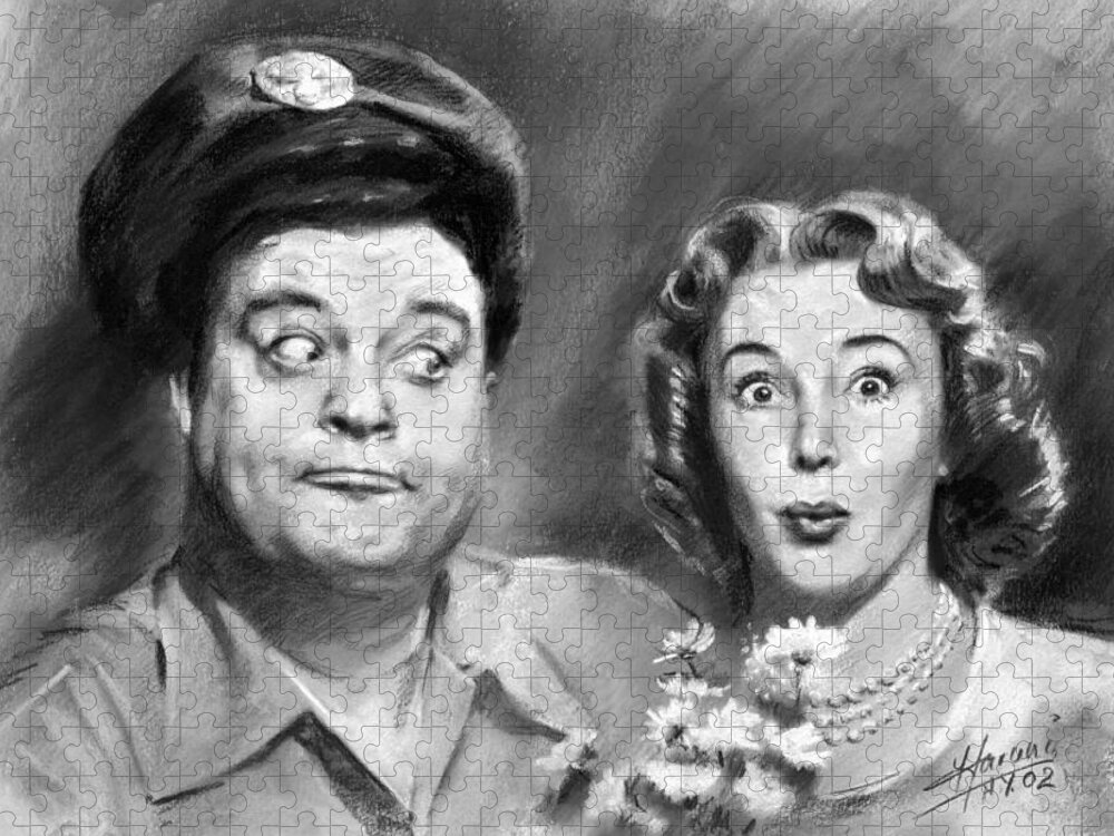 The Honeymooners Jigsaw Puzzle featuring the drawing The Honeymooners by Viola El