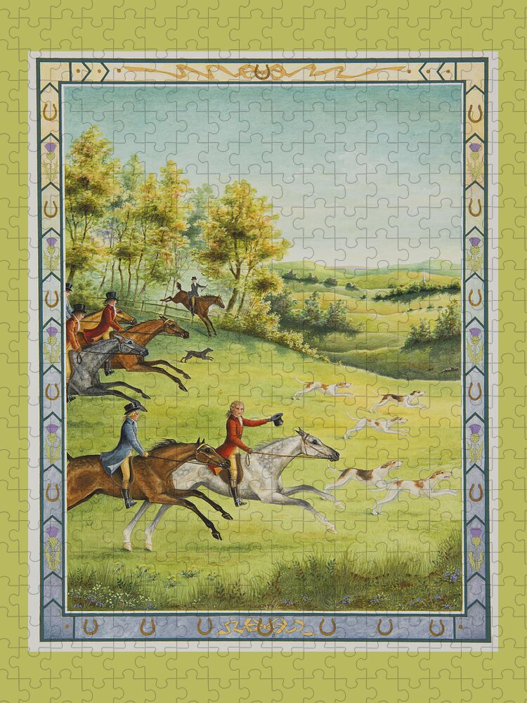 Horses Jigsaw Puzzle featuring the painting The Hunt by Lynn Bywaters