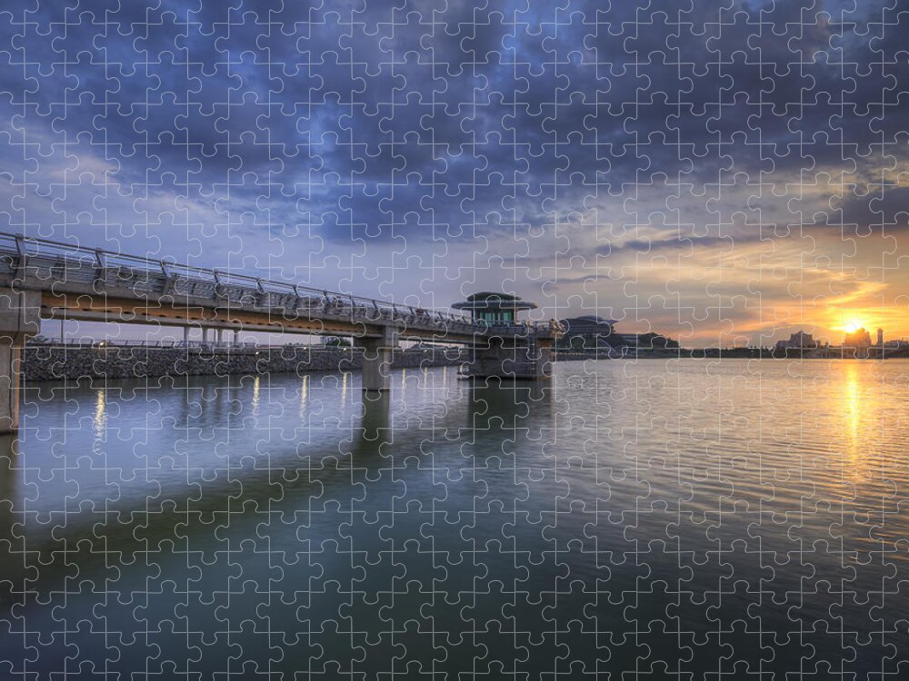 Tranquility Jigsaw Puzzle featuring the photograph The Jetty At The Dam by Khasif Photography