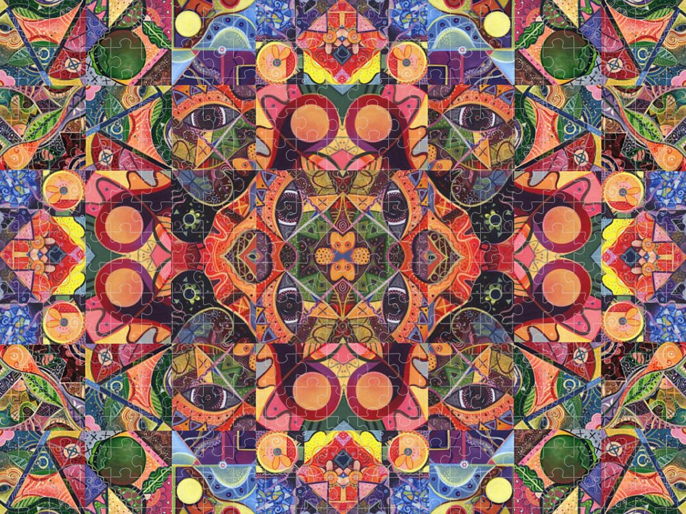 Abstract Jigsaw Puzzle featuring the digital art The Joy of Design Mandala Series Puzzle 2 Arrangement 7 by Helena Tiainen