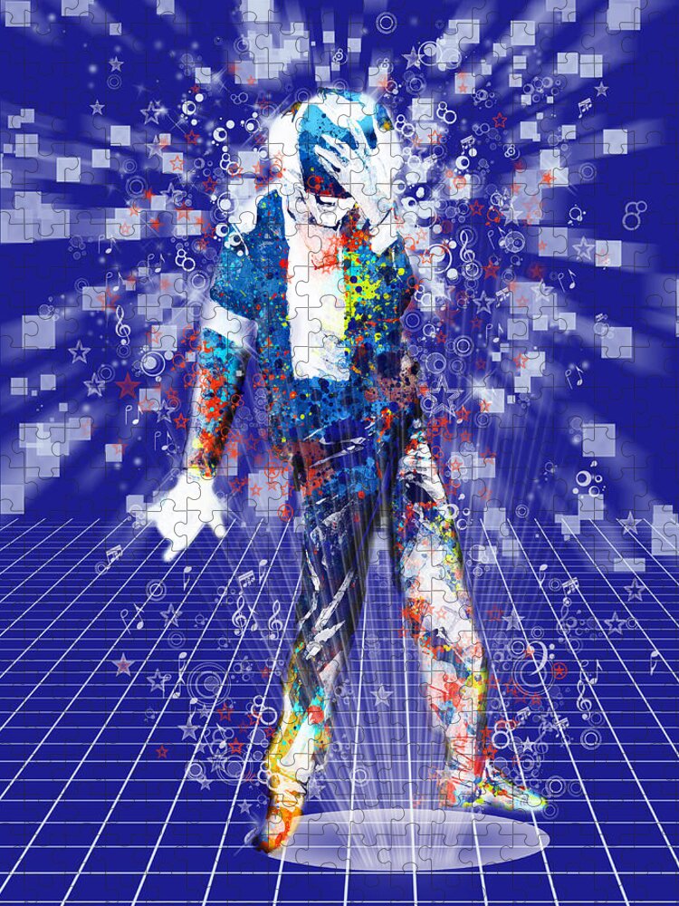 Michael Jackson Jigsaw Puzzle featuring the painting The king 4 by Bekim M
