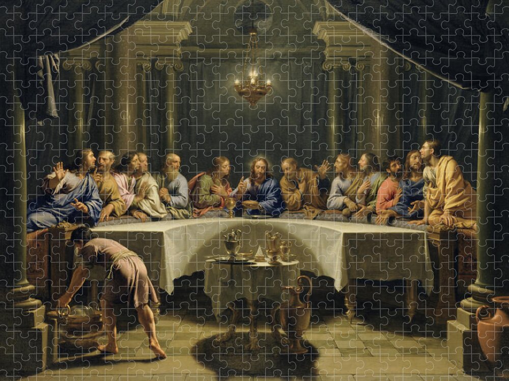 The Last Supper Jigsaw Puzzle featuring the painting The Last Supper by Jean Baptiste de Champaigne