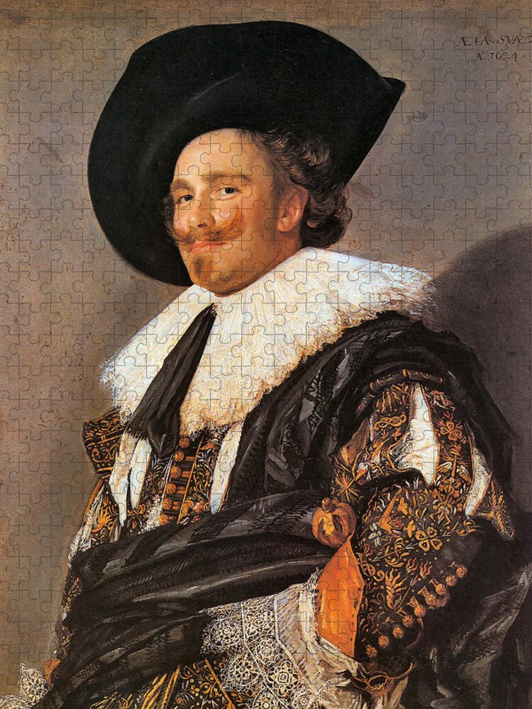 The Laughing Cavalier Jigsaw Puzzle featuring the digital art The Laughing Cavalier by Frans Hals
