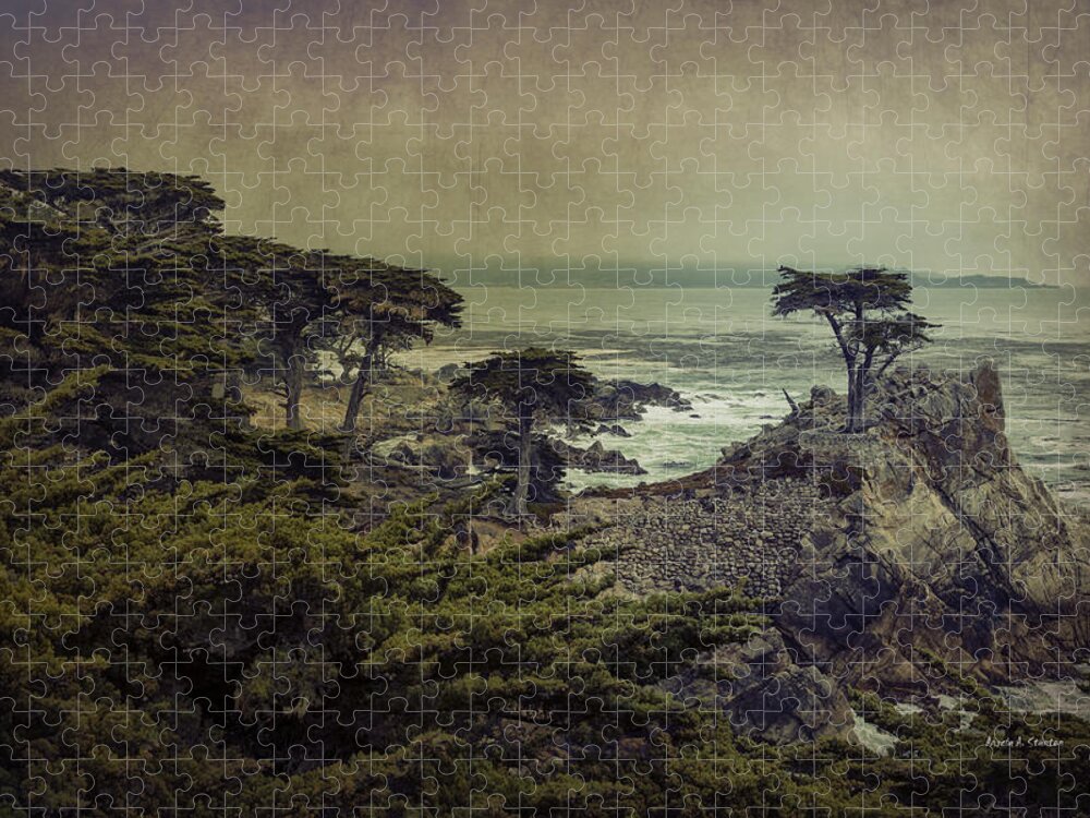 Lone Cypress Jigsaw Puzzle featuring the photograph The Lone Cypress by Angela Stanton