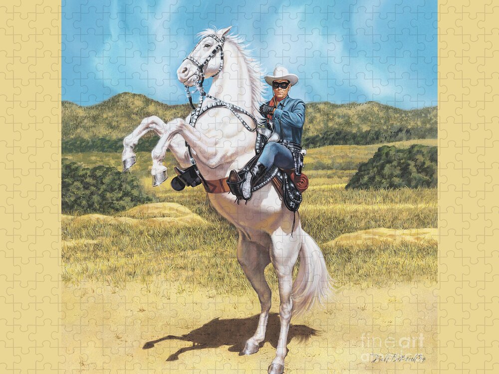 Portrait Jigsaw Puzzle featuring the painting The Lone Ranger by Dick Bobnick