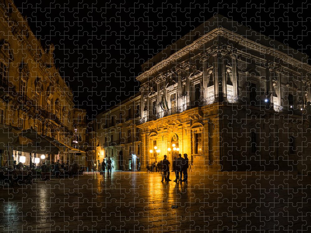 Georgia Mizuleva Jigsaw Puzzle featuring the photograph The Magical Duomo Square in Ortygia Syracuse Sicily by Georgia Mizuleva
