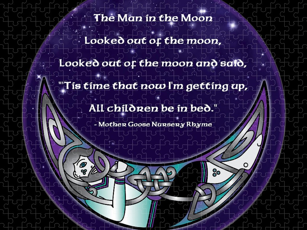 Celtic Art Jigsaw Puzzle featuring the digital art The Man in the Moon by Celtic Artist Angela Dawn MacKay