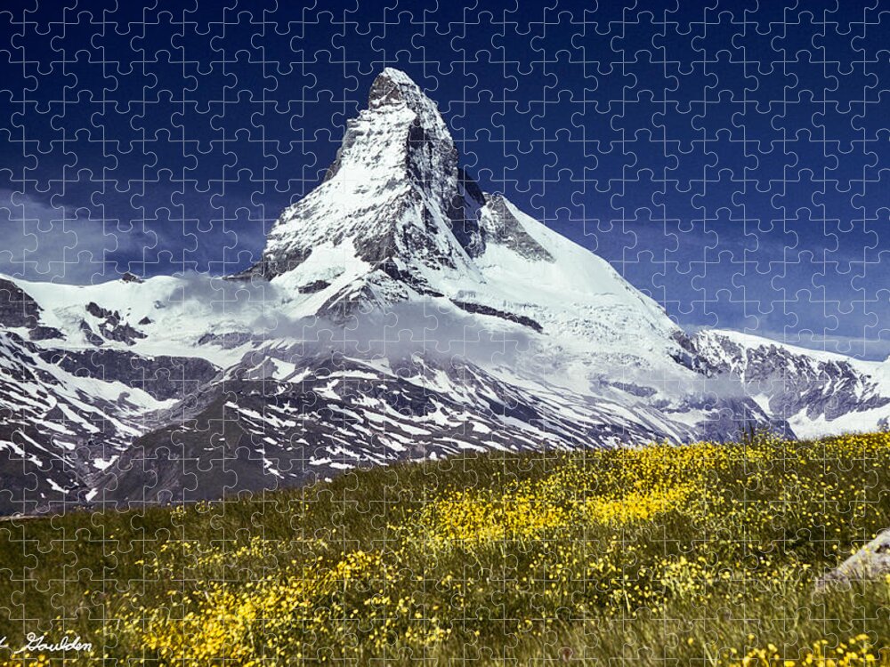 Alpine Jigsaw Puzzle featuring the photograph The Matterhorn with Alpine Meadow in Foreground by Jeff Goulden