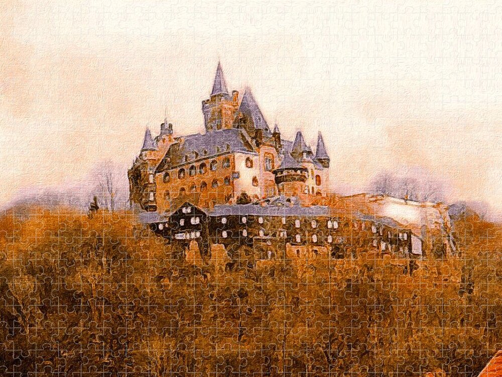 Medieval Jigsaw Puzzle featuring the painting The Medieval Castle of Wernigerode by Susan Maxwell Schmidt
