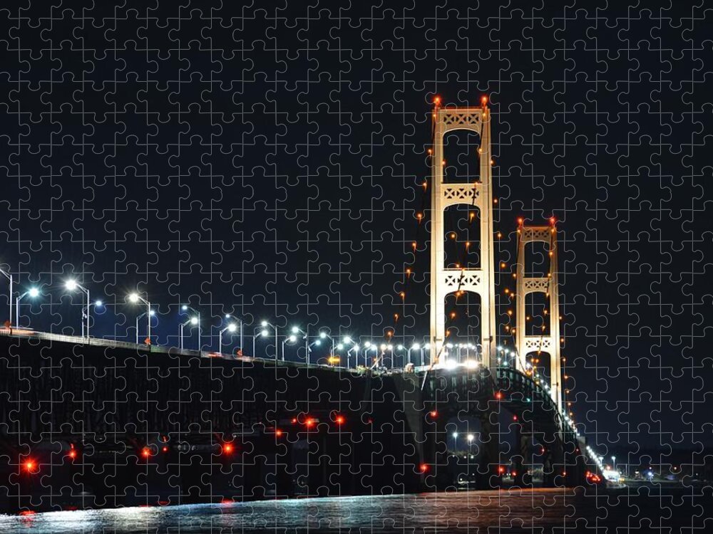 Mackinac Bridge Jigsaw Puzzle featuring the photograph The Mighty Mac by Keith Stokes