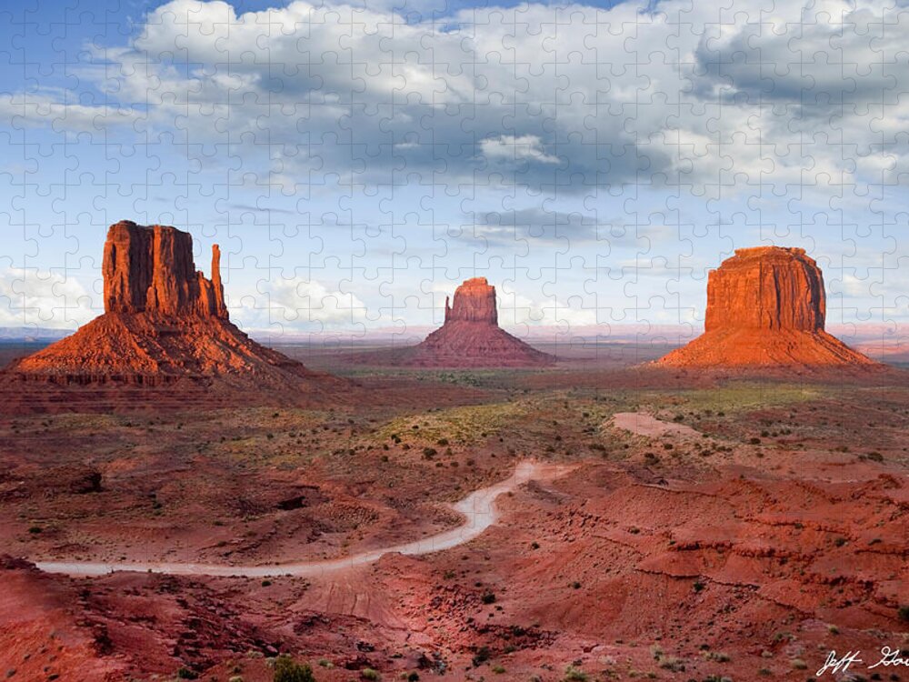 Arizona Jigsaw Puzzle featuring the photograph The Mittens and Merrick Butte at Sunset by Jeff Goulden