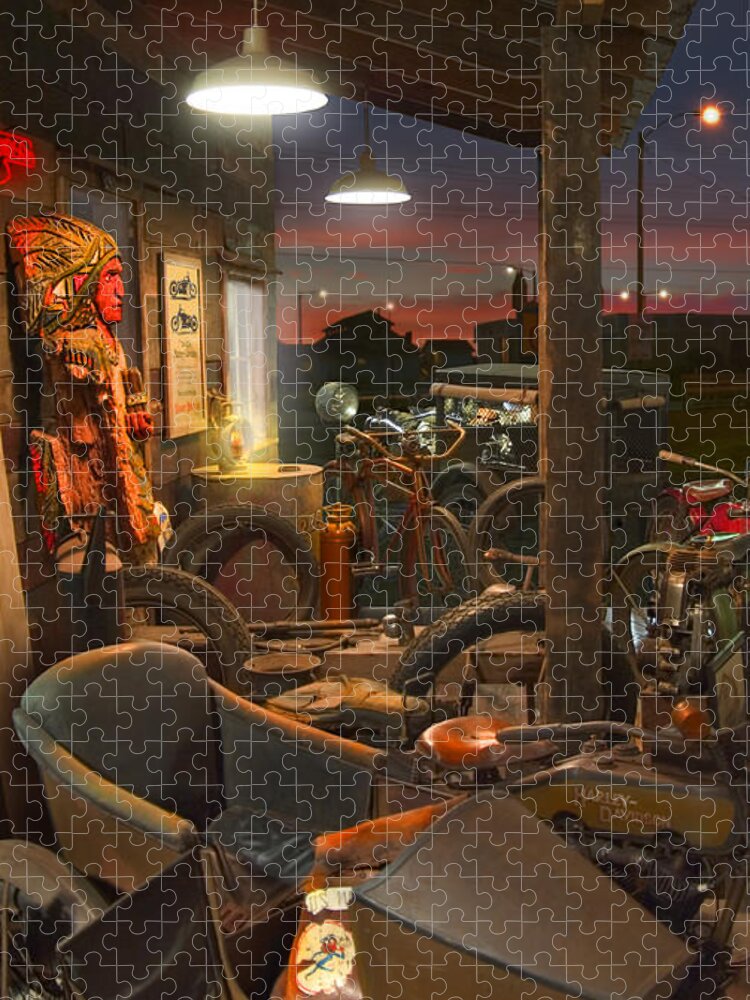 Motorcycle Jigsaw Puzzle featuring the photograph The Motorcycle Shop 2 by Mike McGlothlen