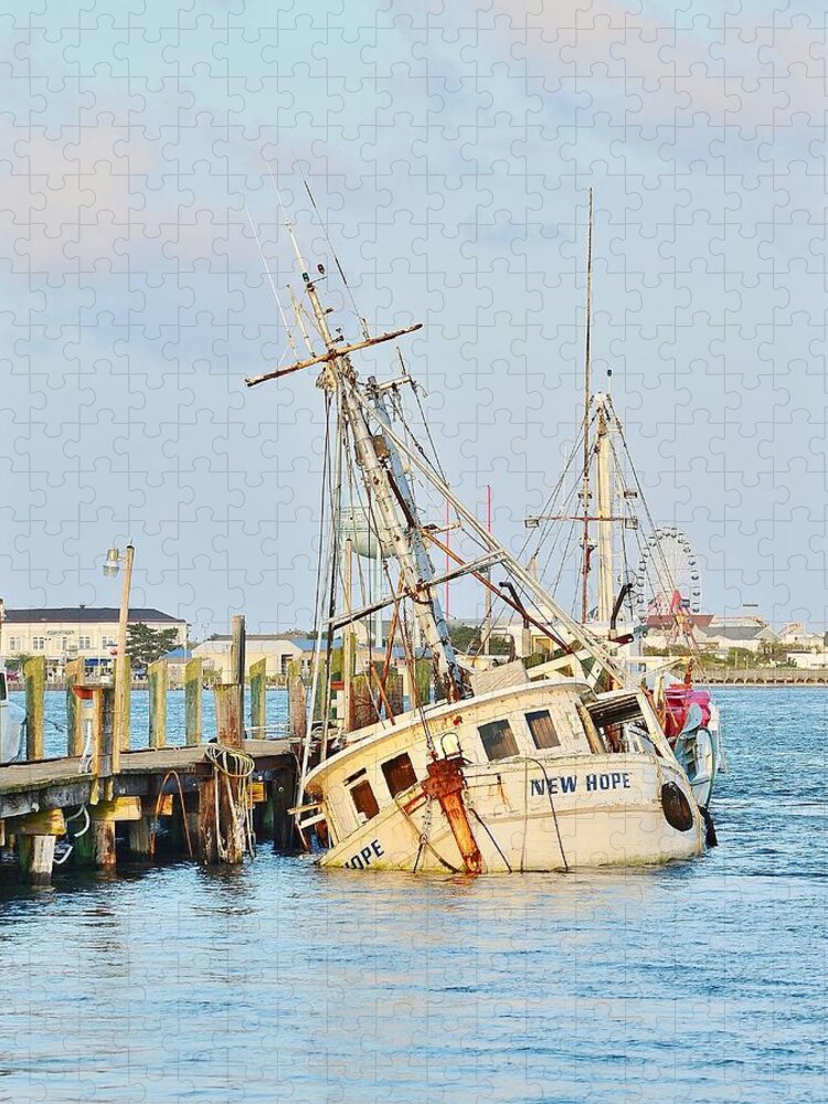 New Hope Jigsaw Puzzle featuring the photograph The New Hope Sunken Ship - Ocean City Maryland by Kim Bemis