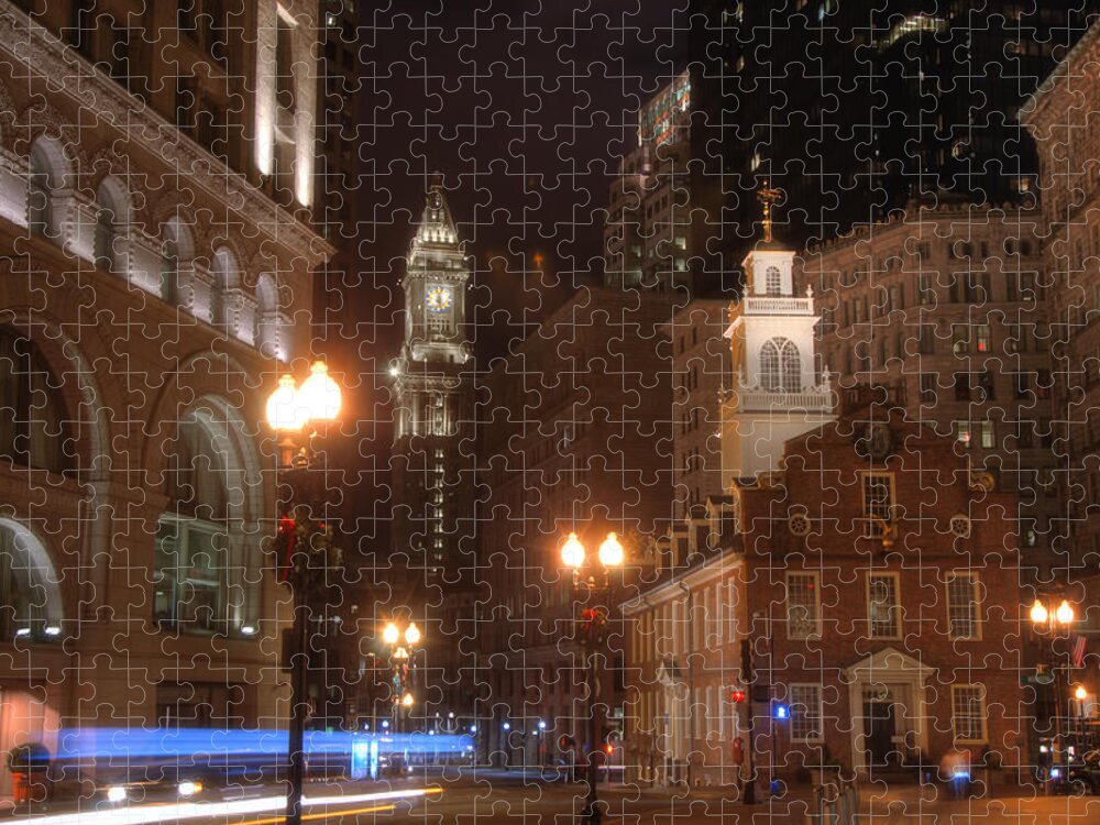 Old State House Jigsaw Puzzle featuring the photograph The Old State House an the Custom House by Joann Vitali