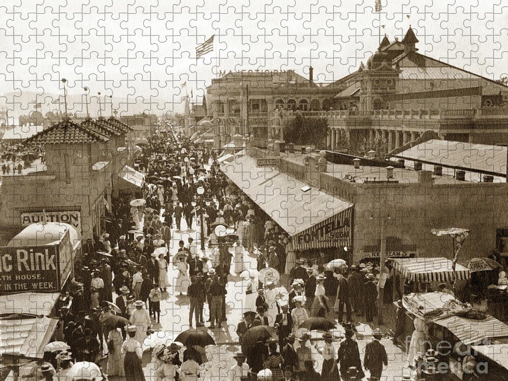 The Pike Jigsaw Puzzle featuring the photograph The Pike Long Beach California 1915 by Monterey County Historical Society