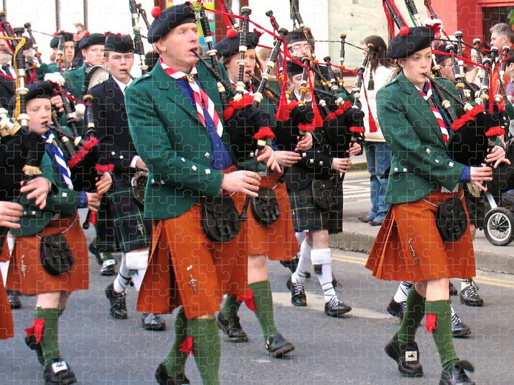Ireland Parade Jigsaw Puzzle featuring the photograph The Pipers by Suzanne Oesterling