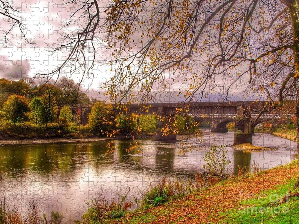 The Riverside Jigsaw Puzzle featuring the photograph The Riverside at Avenham Park by Joan-Violet Stretch