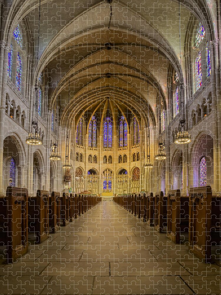 Altar Jigsaw Puzzle featuring the photograph The Riverside Church by Susan Candelario