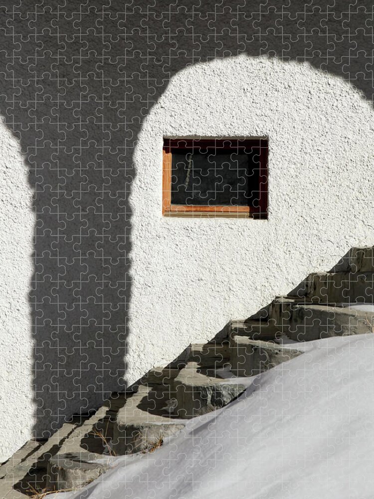 Arch Jigsaw Puzzle featuring the photograph The Shadow Of An Arch On A Stucco Wall by Marc Volk
