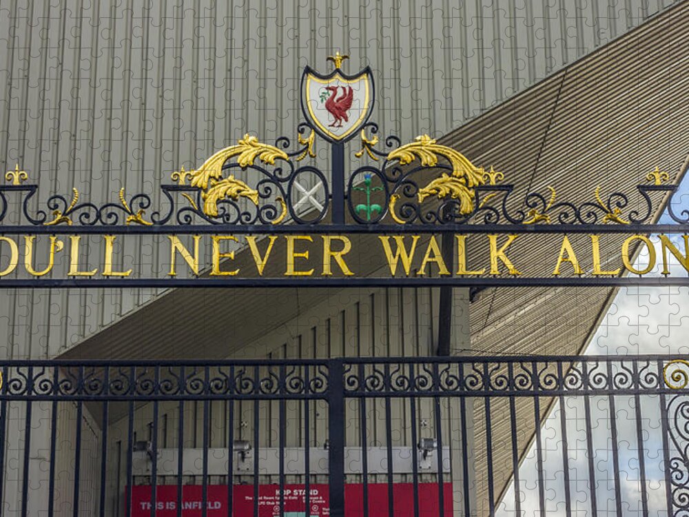 Liverpool Jigsaw Puzzle featuring the photograph The Shankly Gates - Liverpool FC by Paul Madden