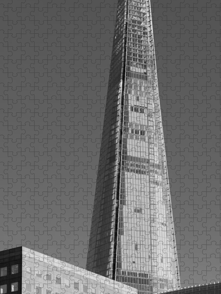 London Jigsaw Puzzle featuring the photograph The Shard from the river black and white version by Gary Eason