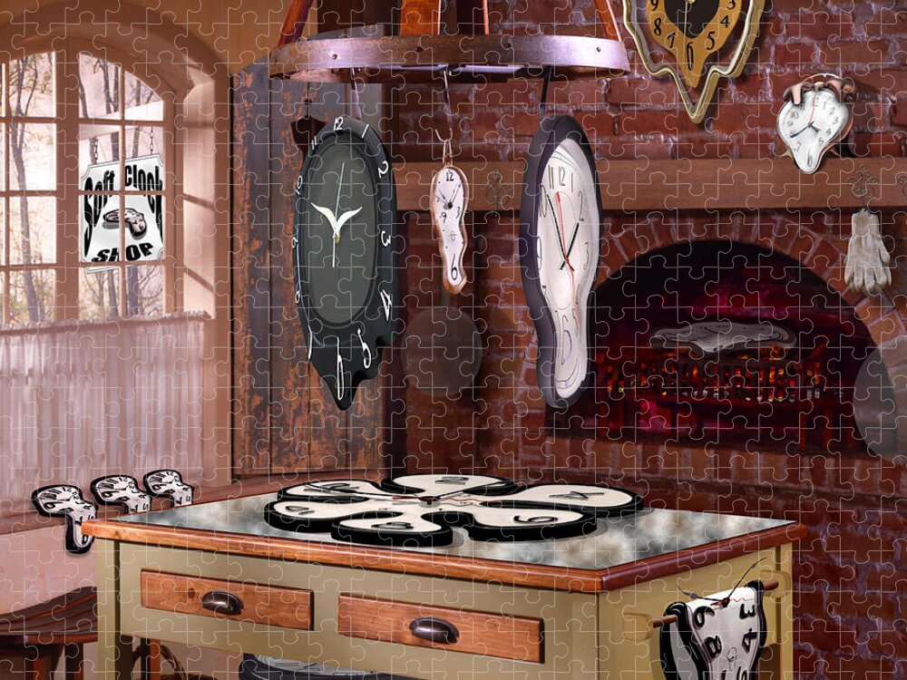 Surrealism Jigsaw Puzzle featuring the photograph The Soft Clock Shop 3 by Mike McGlothlen