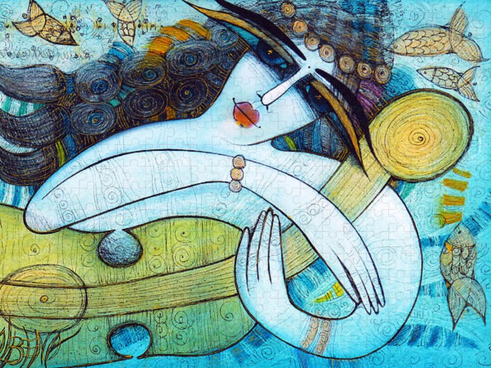 Albena Jigsaw Puzzle featuring the painting The Song Of The Mermaid by Albena Vatcheva