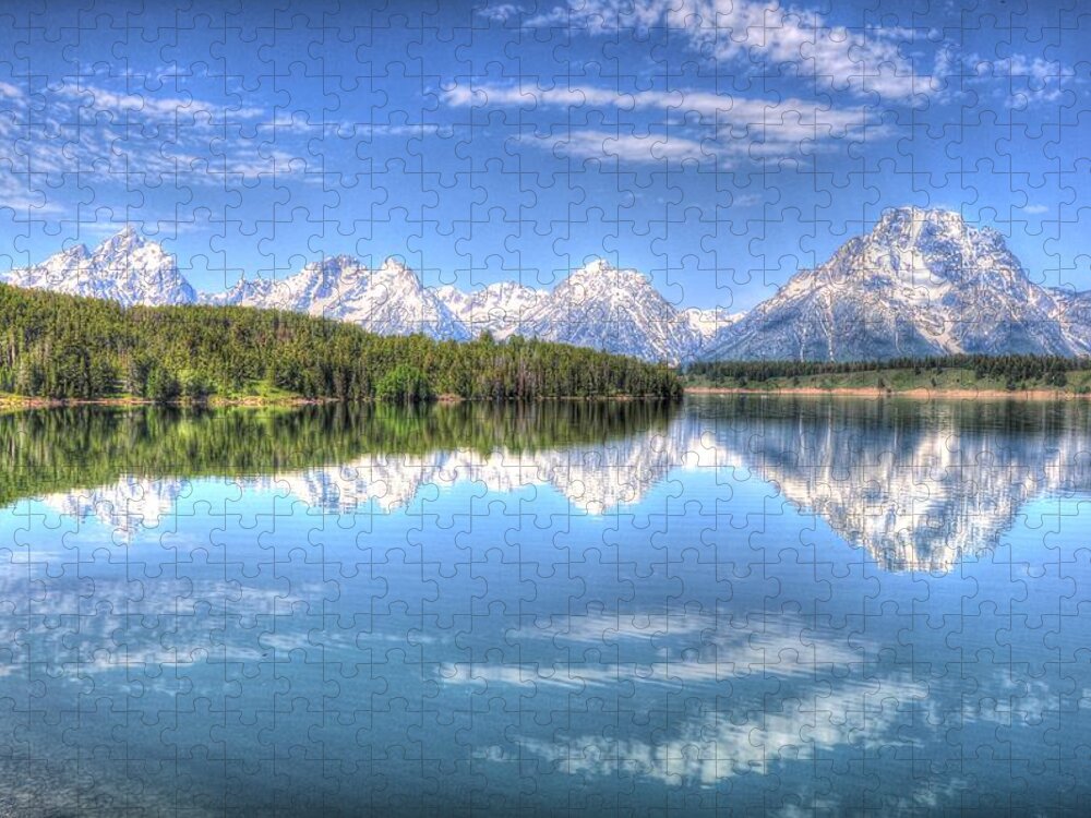 Blue Jigsaw Puzzle featuring the photograph The Spectacularly Grand Tetons by Bruce Friedman