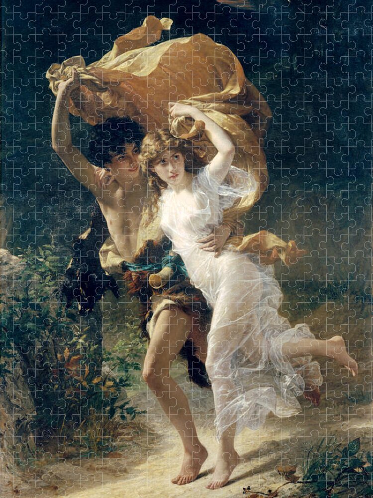 Storm Jigsaw Puzzle featuring the painting The Storm by Pierre Auguste Cot