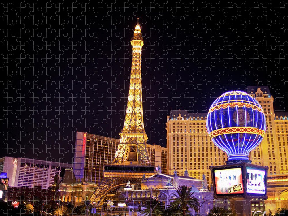 Las Vegas Replica Eiffel Tower Jigsaw Puzzle featuring the photograph The Strip, Las Vegas by Kim Steele