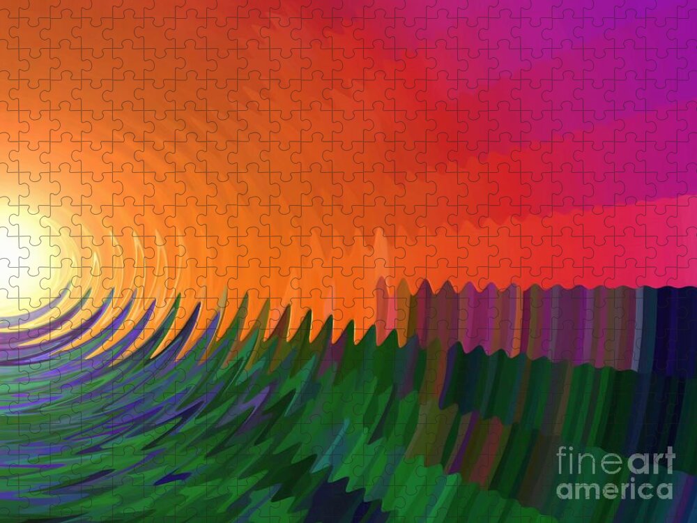 Abstract Jigsaw Puzzle featuring the painting The Sun Drops into the Horizon by Pet Serrano