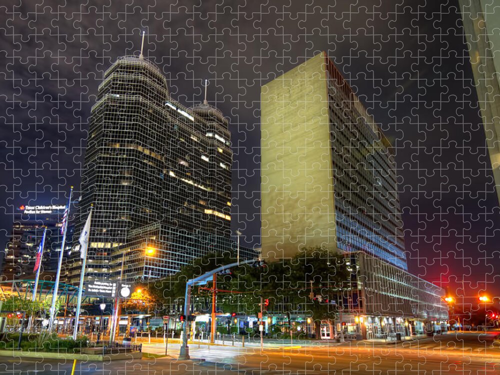 Houston Jigsaw Puzzle featuring the photograph The Texas Medical Center at Night by Tim Stanley