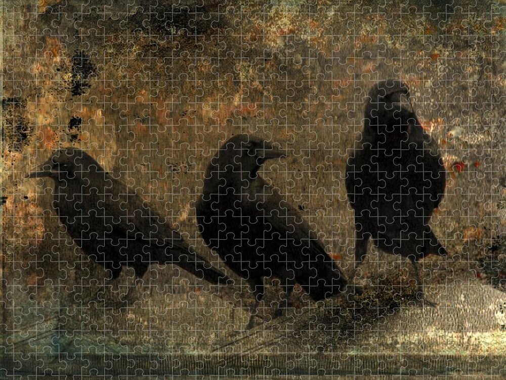 Three Jigsaw Puzzle featuring the photograph The Three Black Crows by Gothicrow Images