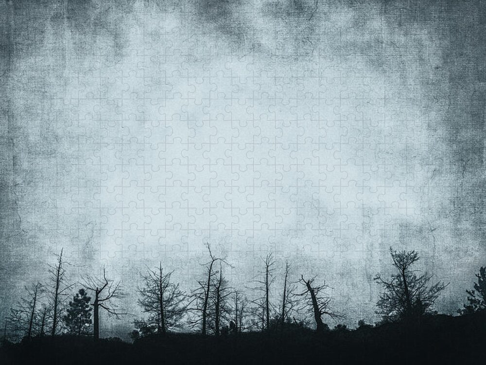 Grunge Jigsaw Puzzle featuring the photograph The Trees On The Ridge by Theresa Tahara