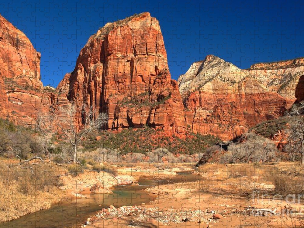 Angels Landing Jigsaw Puzzle featuring the photograph The Virgin And The Angel by Adam Jewell