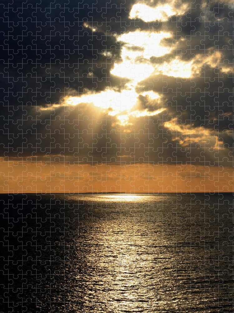 Sunset Jigsaw Puzzle featuring the photograph Key West Sunset The Word by Bob Slitzan