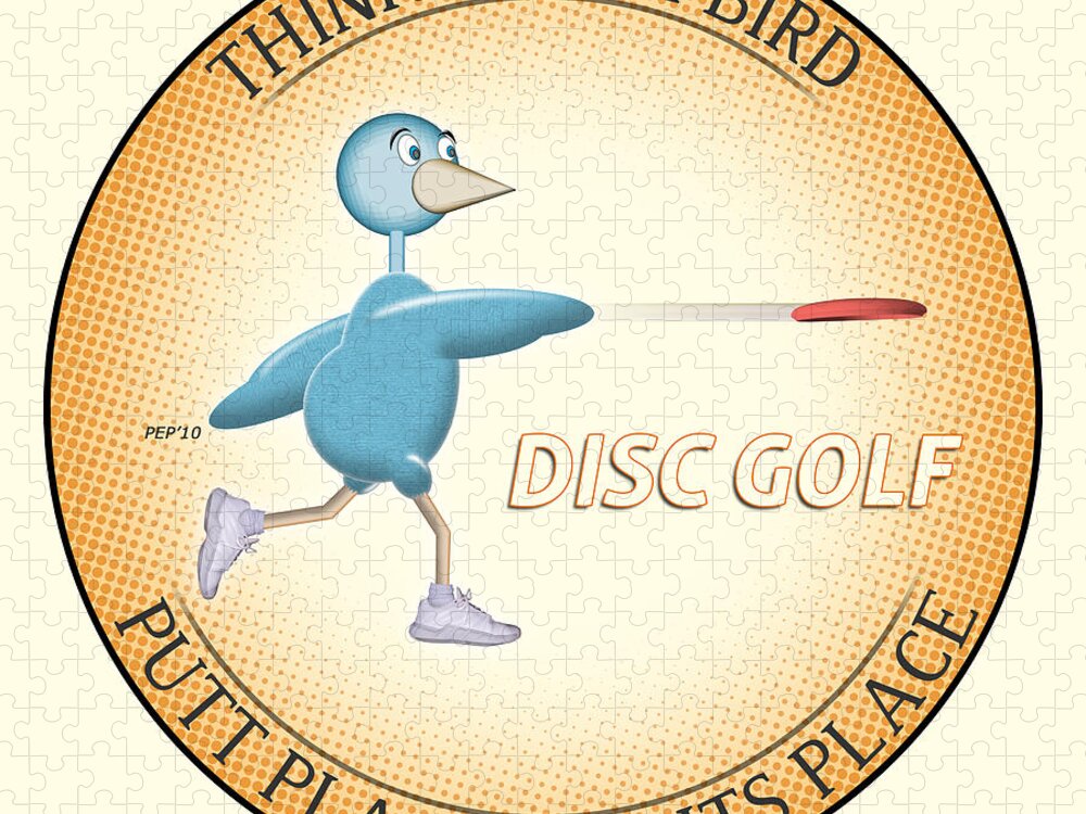 Disc Golf Jigsaw Puzzle featuring the digital art Think Like A Bird by Phil Perkins