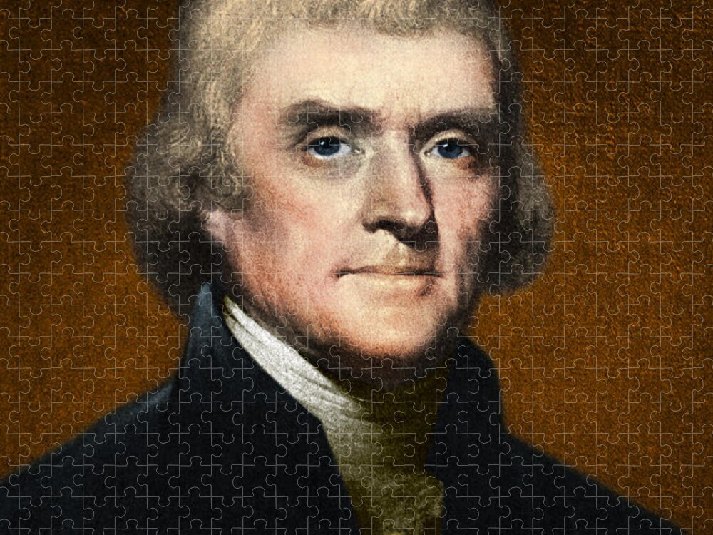 Government Jigsaw Puzzle featuring the painting Thomas Jefferson, 3rd U.s. President by Omikron