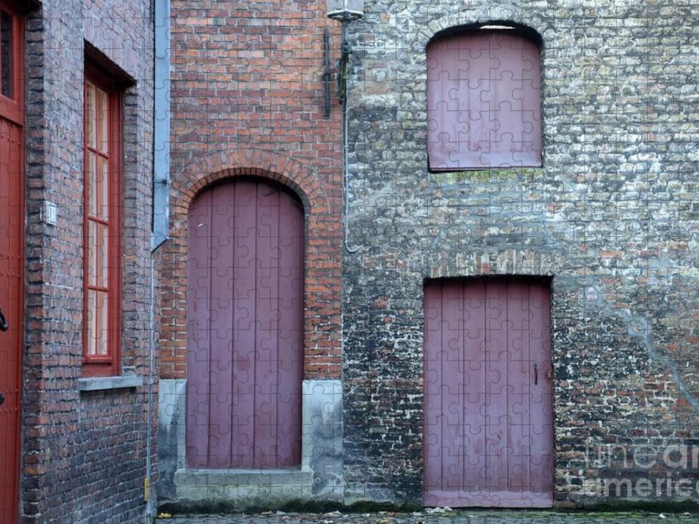 Bruges Jigsaw Puzzle featuring the photograph Three doors and two windows Bruges, Belgium by Imran Ahmed
