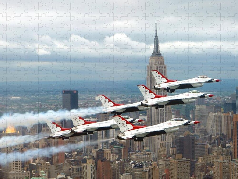 Us Air Force Jigsaw Puzzle featuring the photograph Thunderbirds over New York City by Mountain Dreams