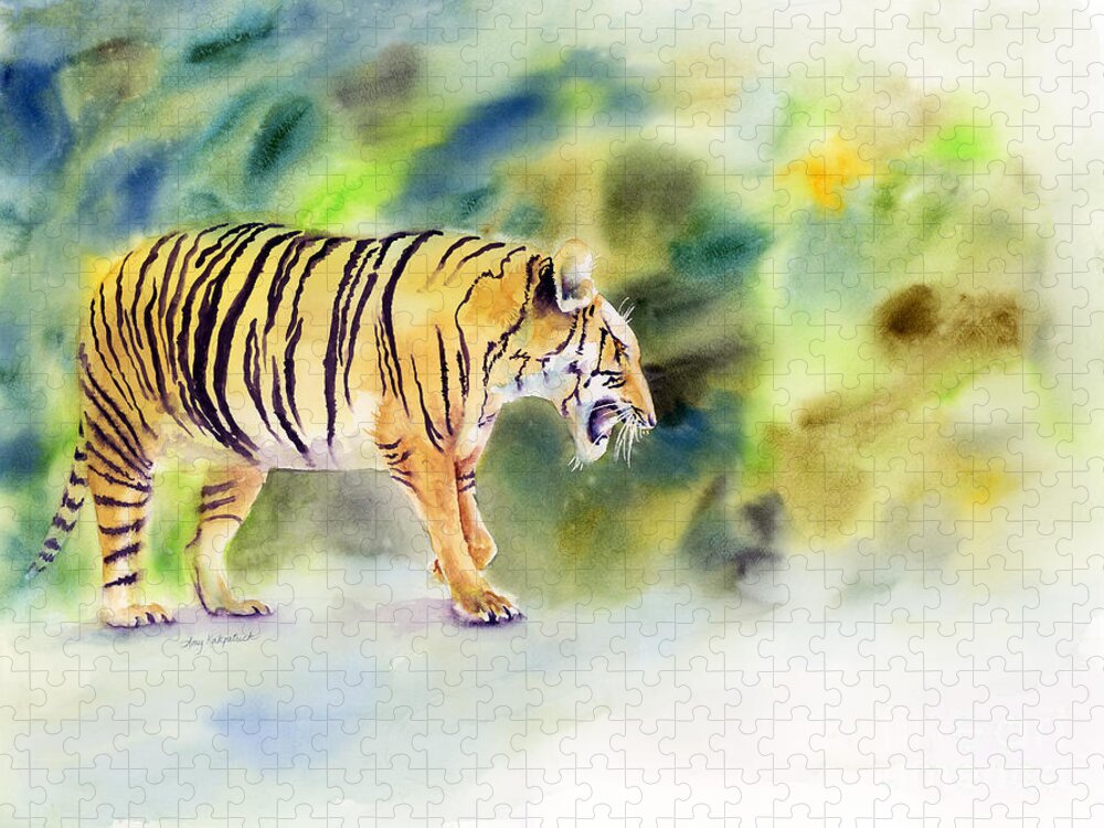 Tiger Jigsaw Puzzle featuring the painting Tiger by Amy Kirkpatrick