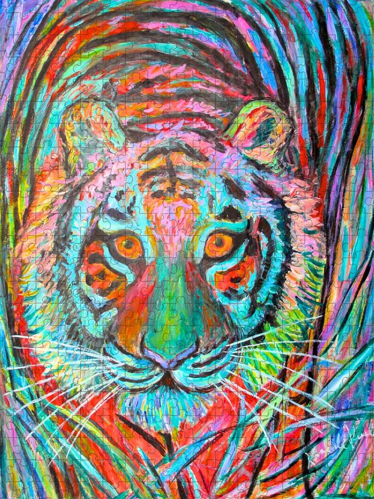 Tiger Jigsaw Puzzle featuring the painting Tiger Stare by Kendall Kessler