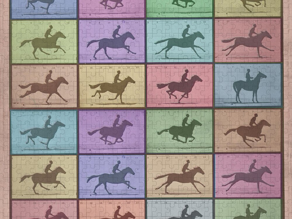 Horse Jigsaw Puzzle featuring the painting Time Lapse Motion Study Horse Color by Tony Rubino