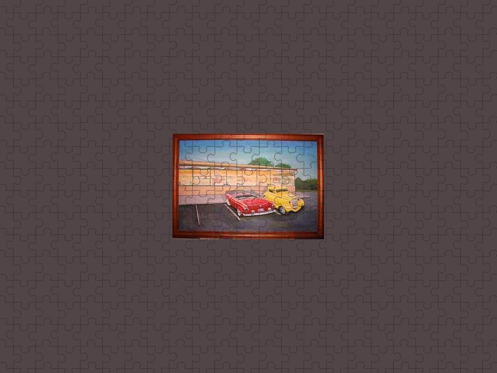 Rick Huotari Puzzle featuring the painting Times Past Diner by Rick Huotari