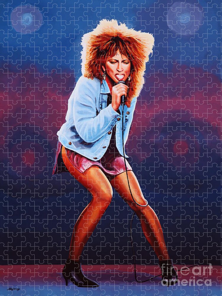Tina Turner Jigsaw Puzzle featuring the painting Tina Turner by Paul Meijering