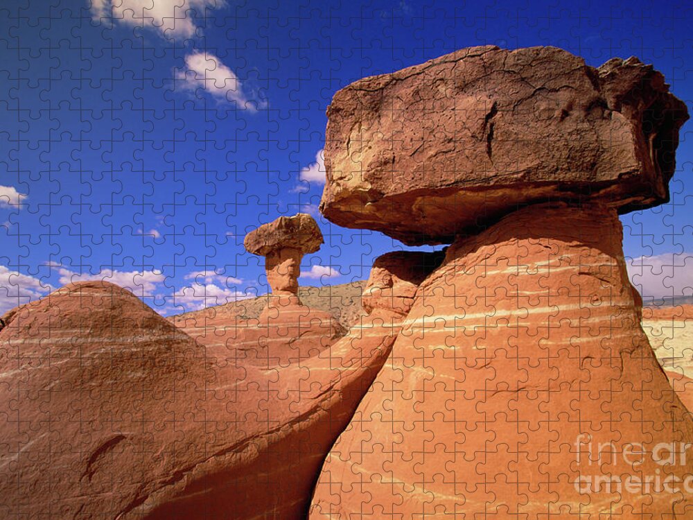 00340968 Jigsaw Puzzle featuring the photograph Toadstool Caprocks New Mexico by Yva Momatiuk John Eastcott