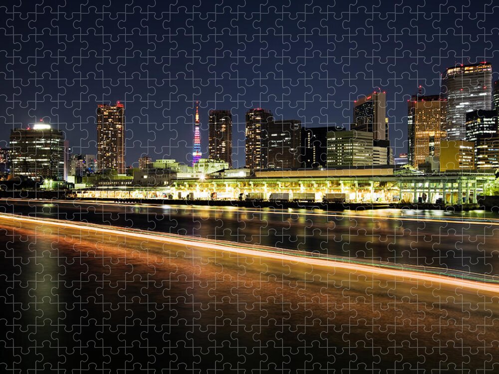 Tokyo Tower Jigsaw Puzzle featuring the photograph Tokyo Nightview Of Buildings And Tokyo by Photography By Zhangxun